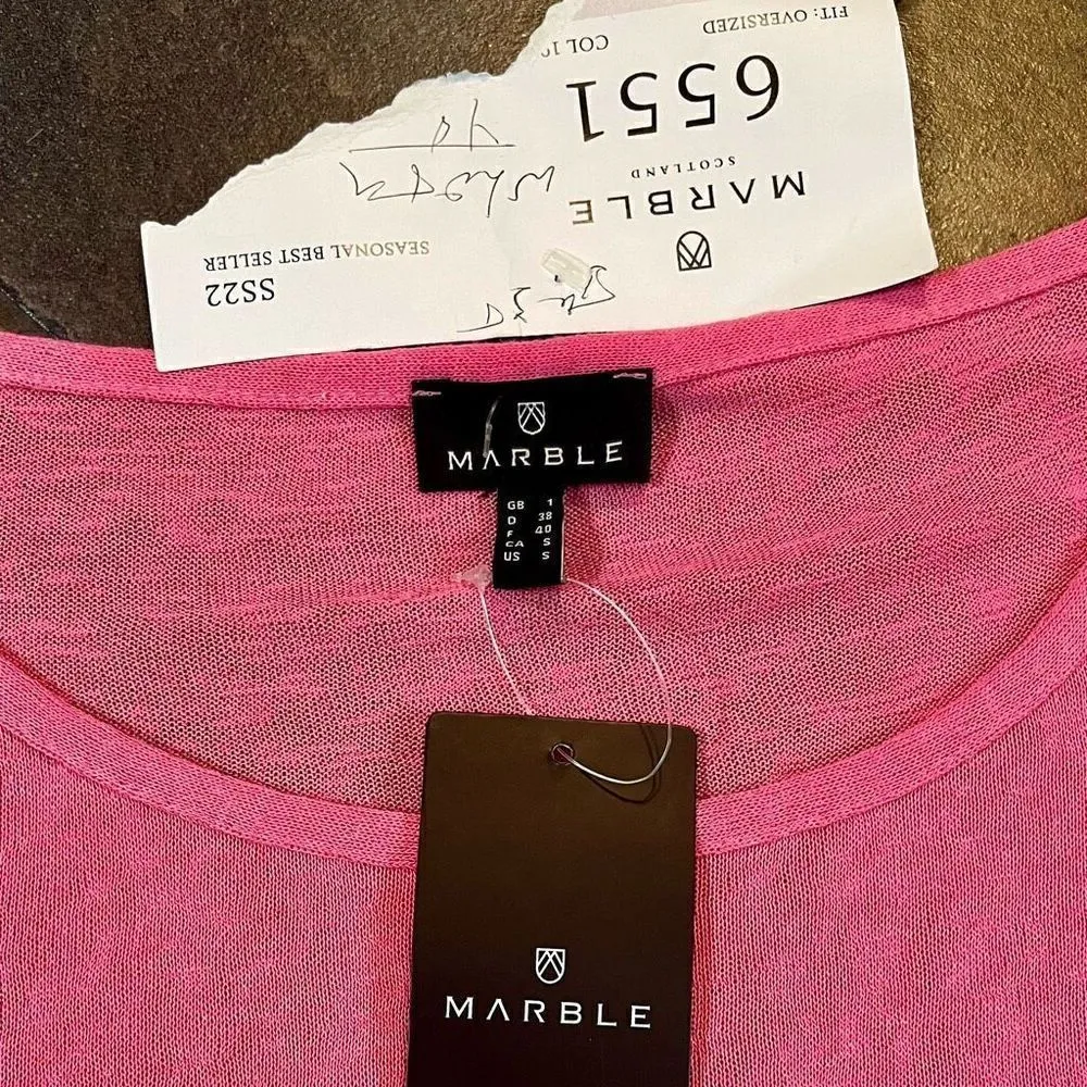 Marble Pink Batwing Oversized Blouse with Scarf Small - Image 8