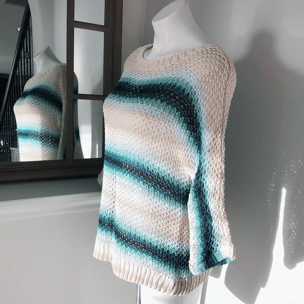 J.Jill Linen Crochet Sweater in Multicolor, Size M, NEW Blue Size M - Image 2