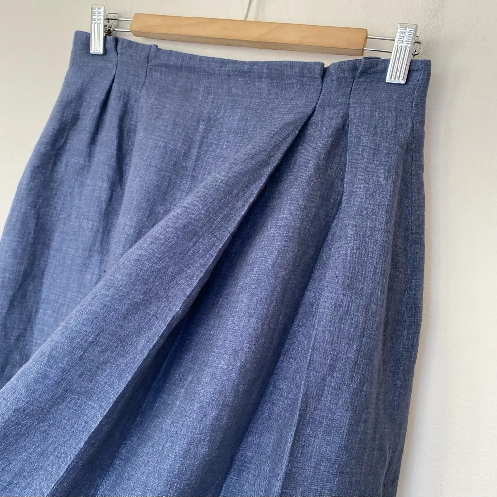 PESERICO Sign Linen Mini/Knee Length Skirt Blue Sz 42 US 6 Medium - Image 5