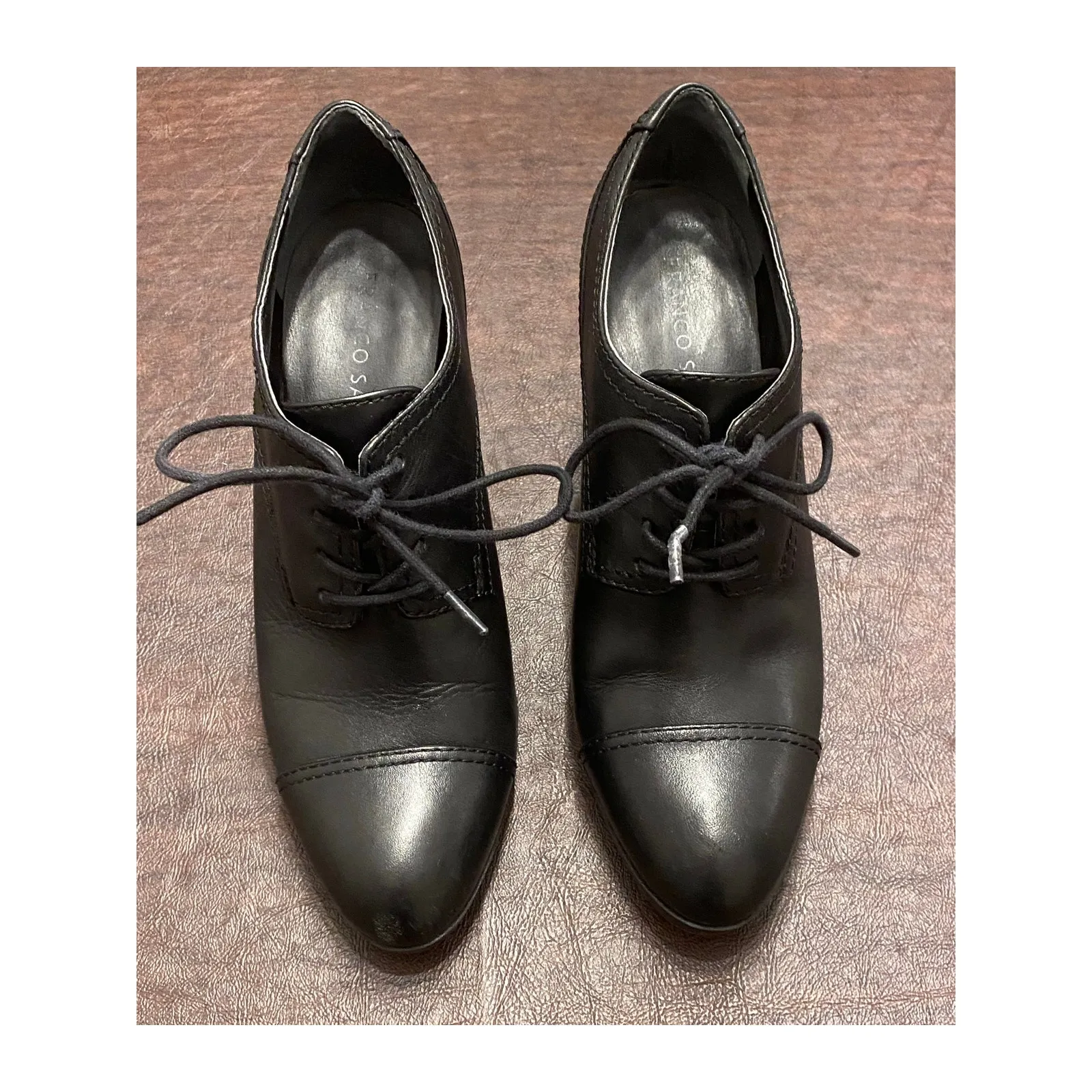 Franco Sarto Izaro‎ Black Leather Lace Up Oxford Pump 7.5M Whimsigoth Steampunk - Image 2