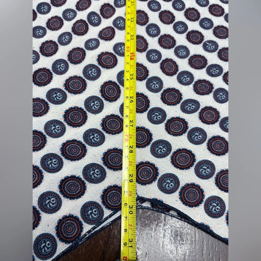 Blush Asymmetrical Dress with Blue and Orange Patterns Size M - Image 7