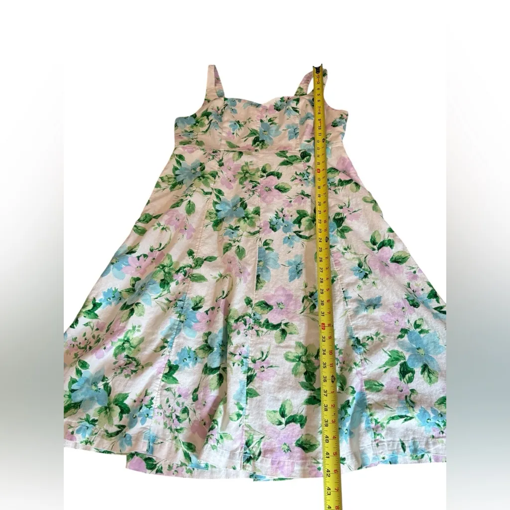 Old Navy Fit & Flare Linen Blend Midi Dress Smocked Floral Womens XL Petite - Image 9