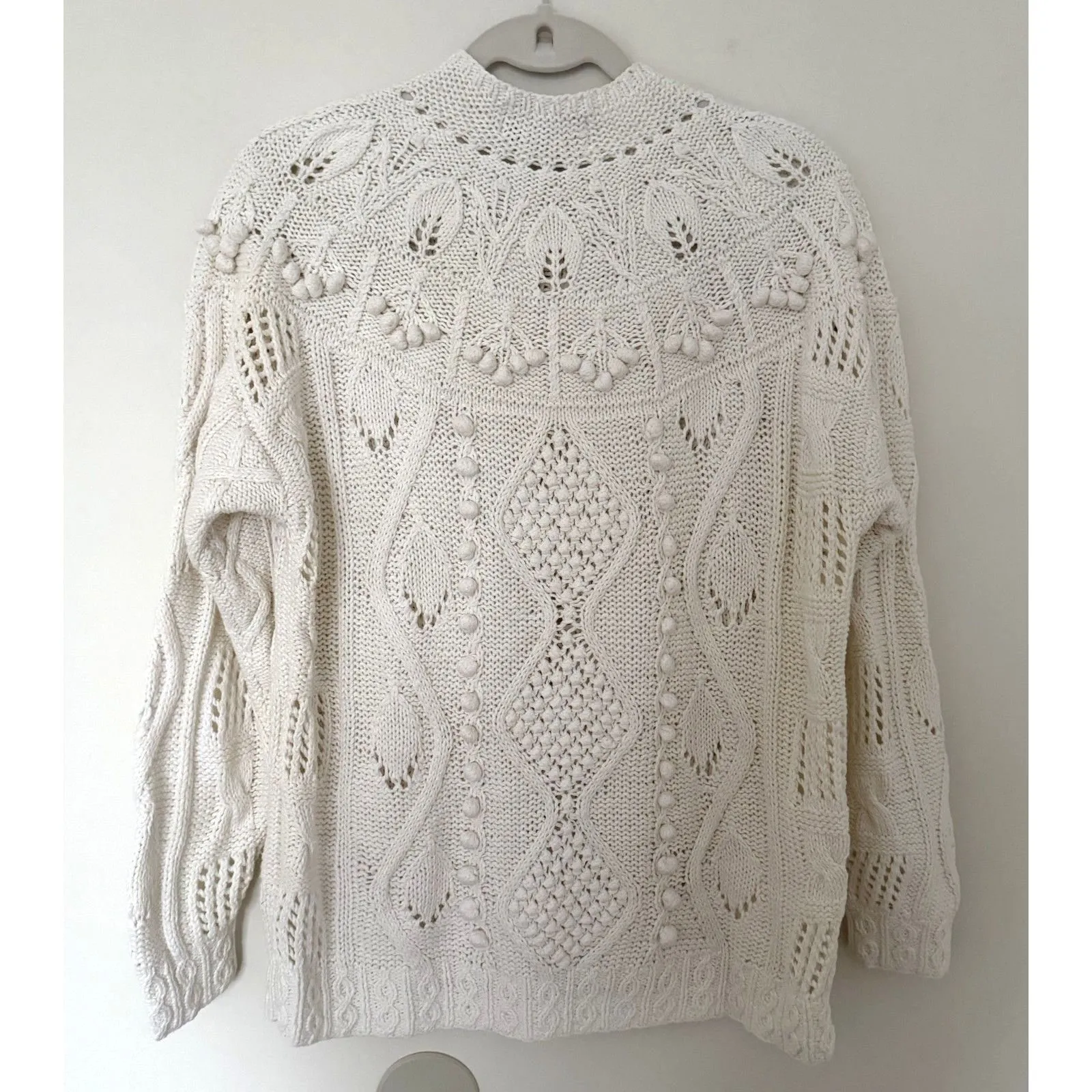 VTG Krystal Kobe Open 3D Knit Drop Shoulder Ribbed Hem Crewneck Sweater L (Stain Size L - Image 2