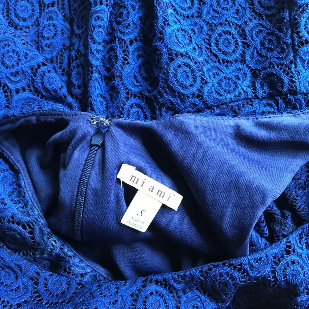 miami Blue Eyelet Lace Skater Dress Y2K Coquette Francesca's Girly Feminine Twee - Image 5