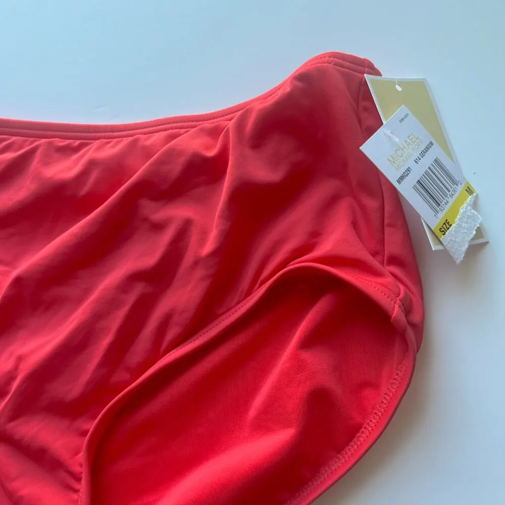NWT MICHAEL Michael Kors High Leg High Waist Bikini Bottom Geranium Size Medium - Image 4
