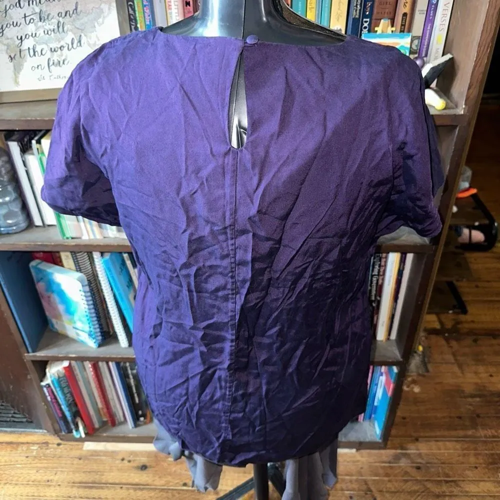 Boden purple jewel tone pin tuck neck size 12 royalcore blouse - Image 2