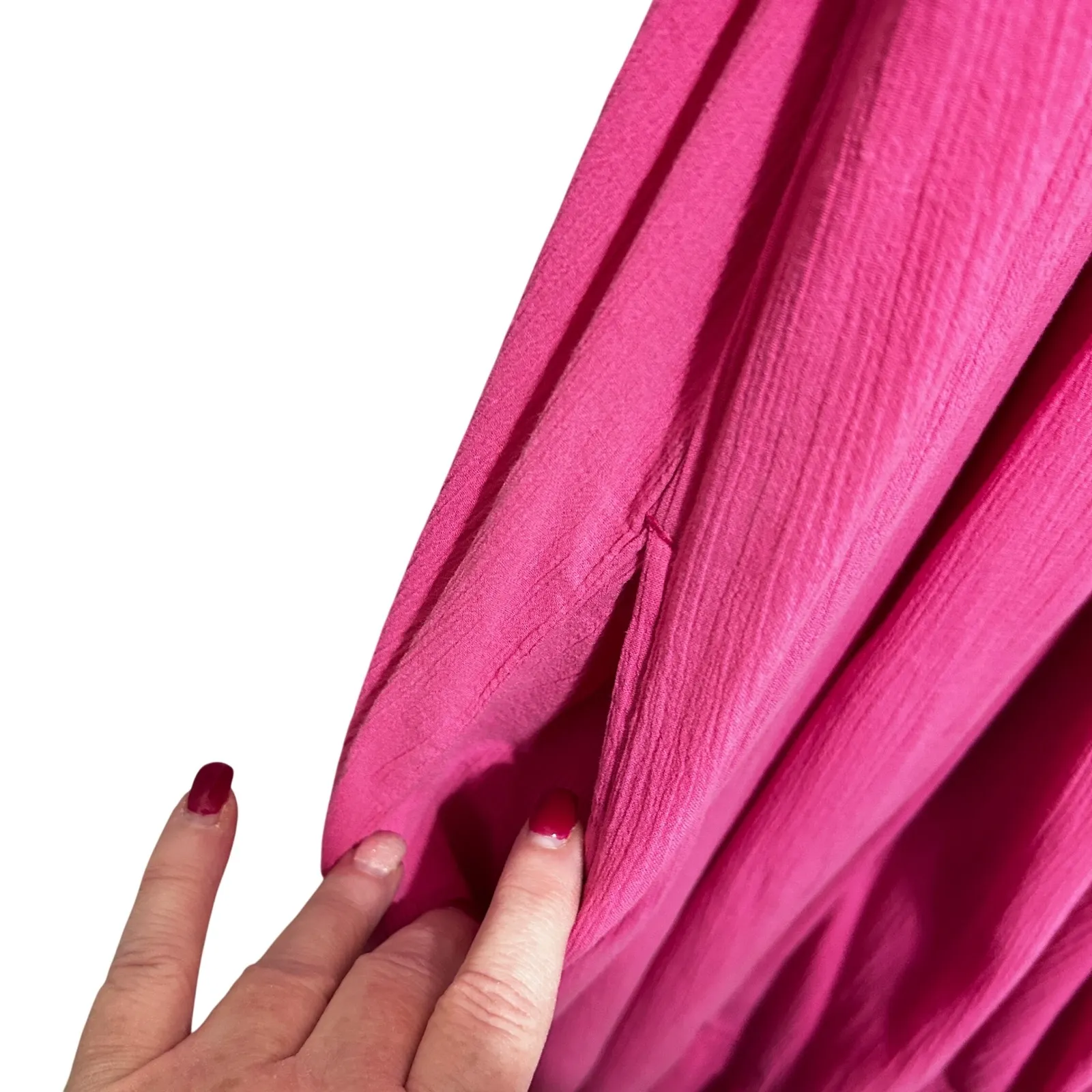 Bechamel Woman Women Lounge Dress 3X Pink Embroidered Flutter Sleeve Tiered - Image 5