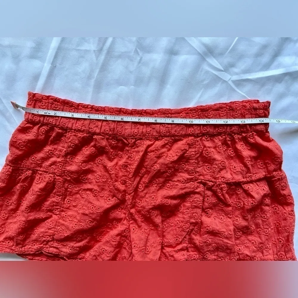 Anthropologie Cotton Lace Eyelet Salmon Pink Orange Shorts XS - Image 7