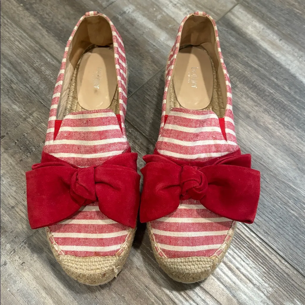 Botkier Espadrille Wesley Red Striped Bow Platform Shoes size 8 - Image 2