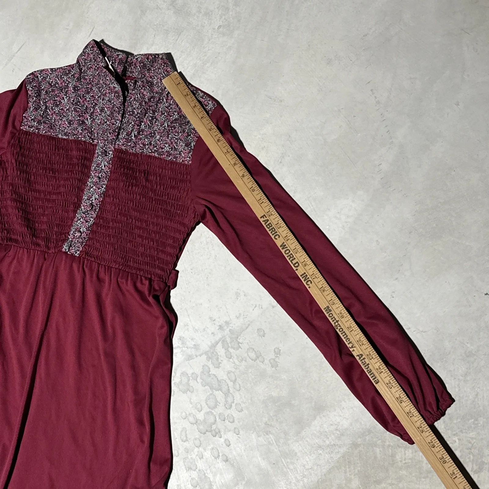 VTG 70's Rags by Kressandra Burgundy Floral Lace Gothic Witchy Dress 11 Vampire Red Size undefined - Image 11