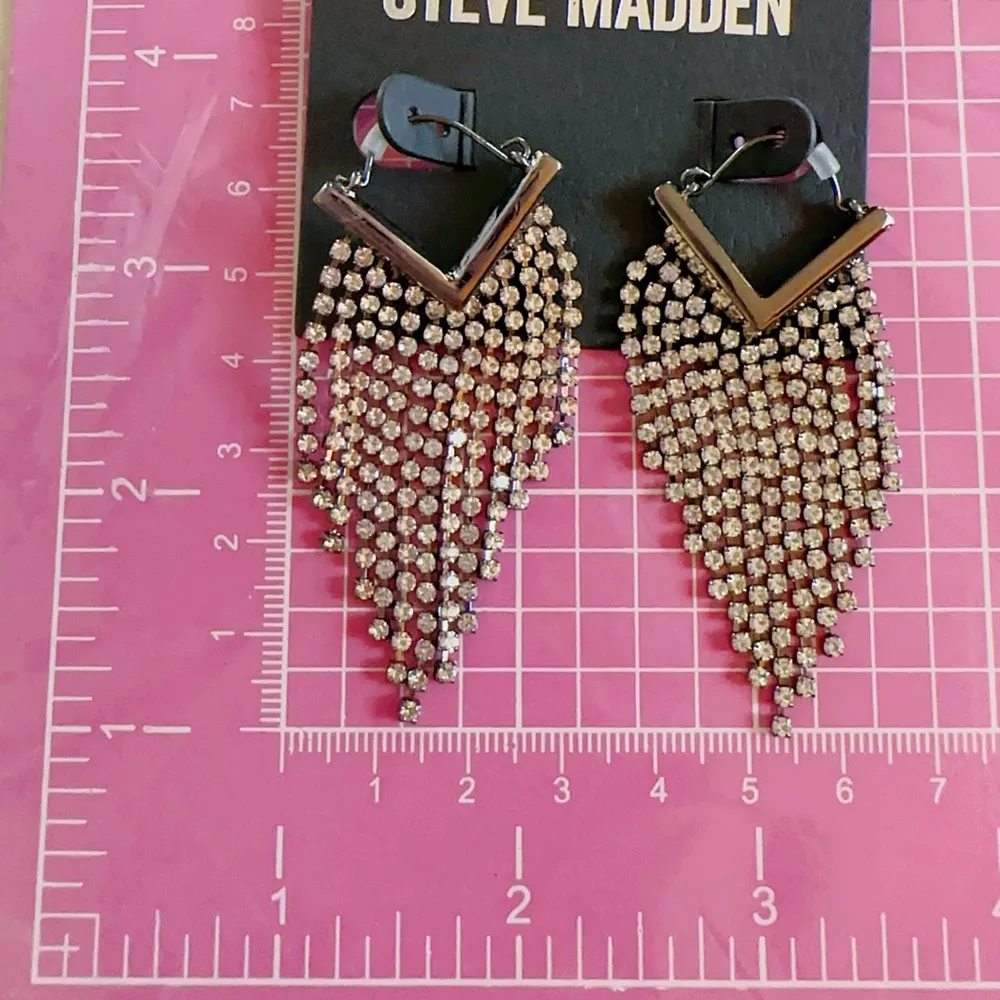Steve Madden silver diamonds paved tassels - Image 2
