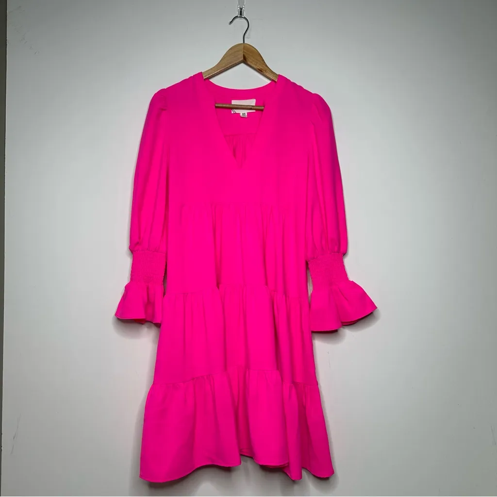 Tuckernuck/Pomander Place Electric Pink Crepe Kenzo Dress Size XS - Image 3