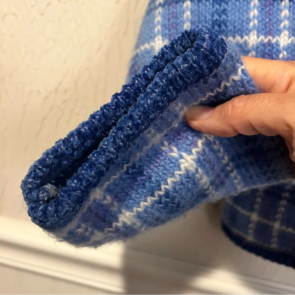 Pendleton Country Sophisticates Wool Blend Blue Plaid Cardigan Sweater size S - Image 5