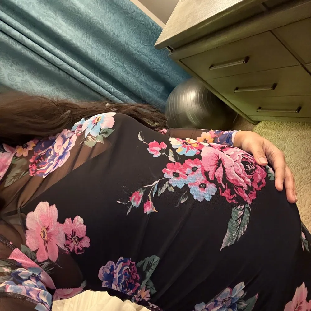 Motherhood Black Floral Mesh Maternity Dress NEW - Image 11