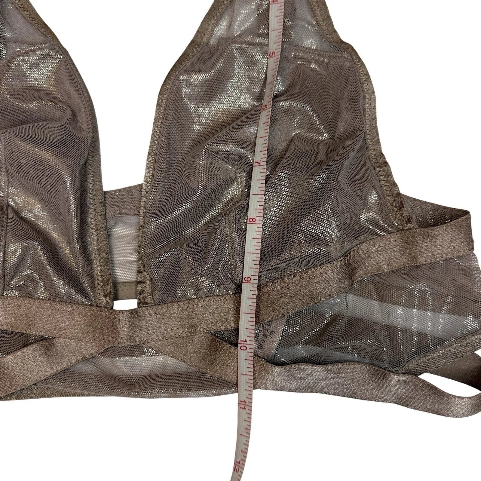 Victoria's Secret Sheer Mesh Bralette Women's Sz M Taupe Nude Wireless Soft Bra - Image 6