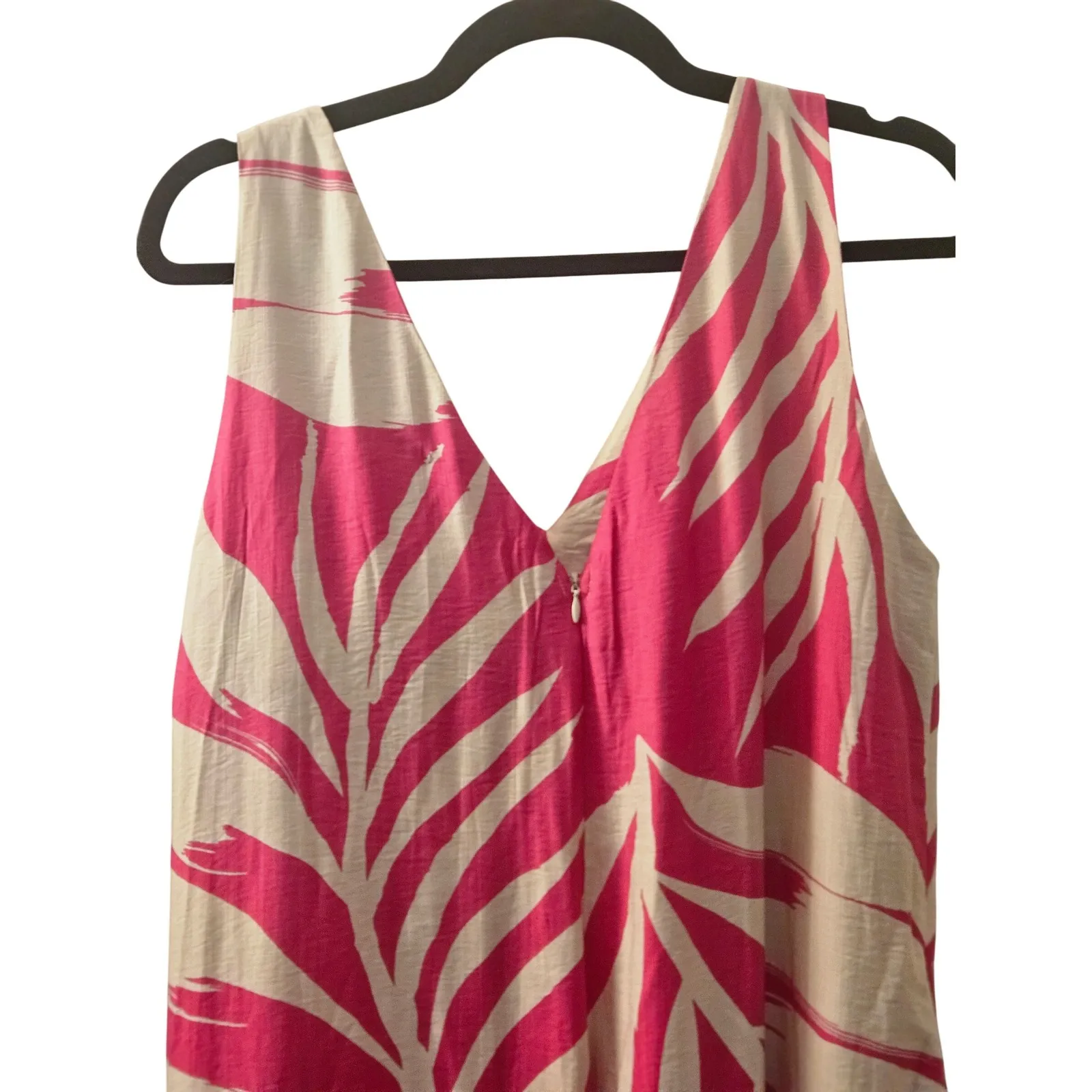 Dress Day Palm‎ Paradise Jumpsuit Women's L Pink White Leaf Print Size L - Image 6