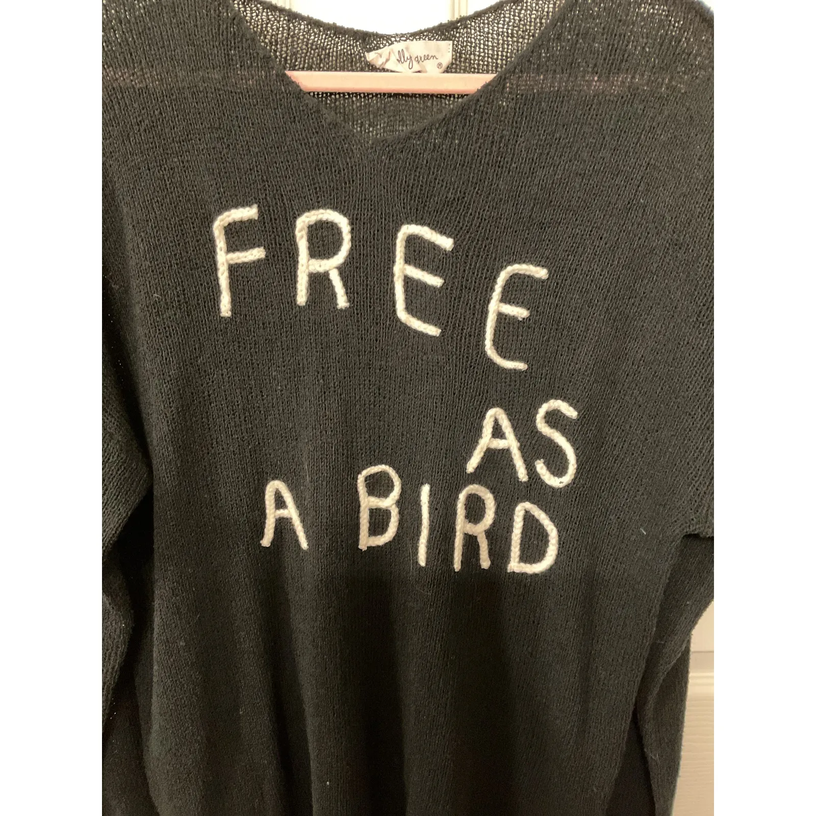 Molly Green Free As a Bird Lightweight Black Sweater, M - Image 3