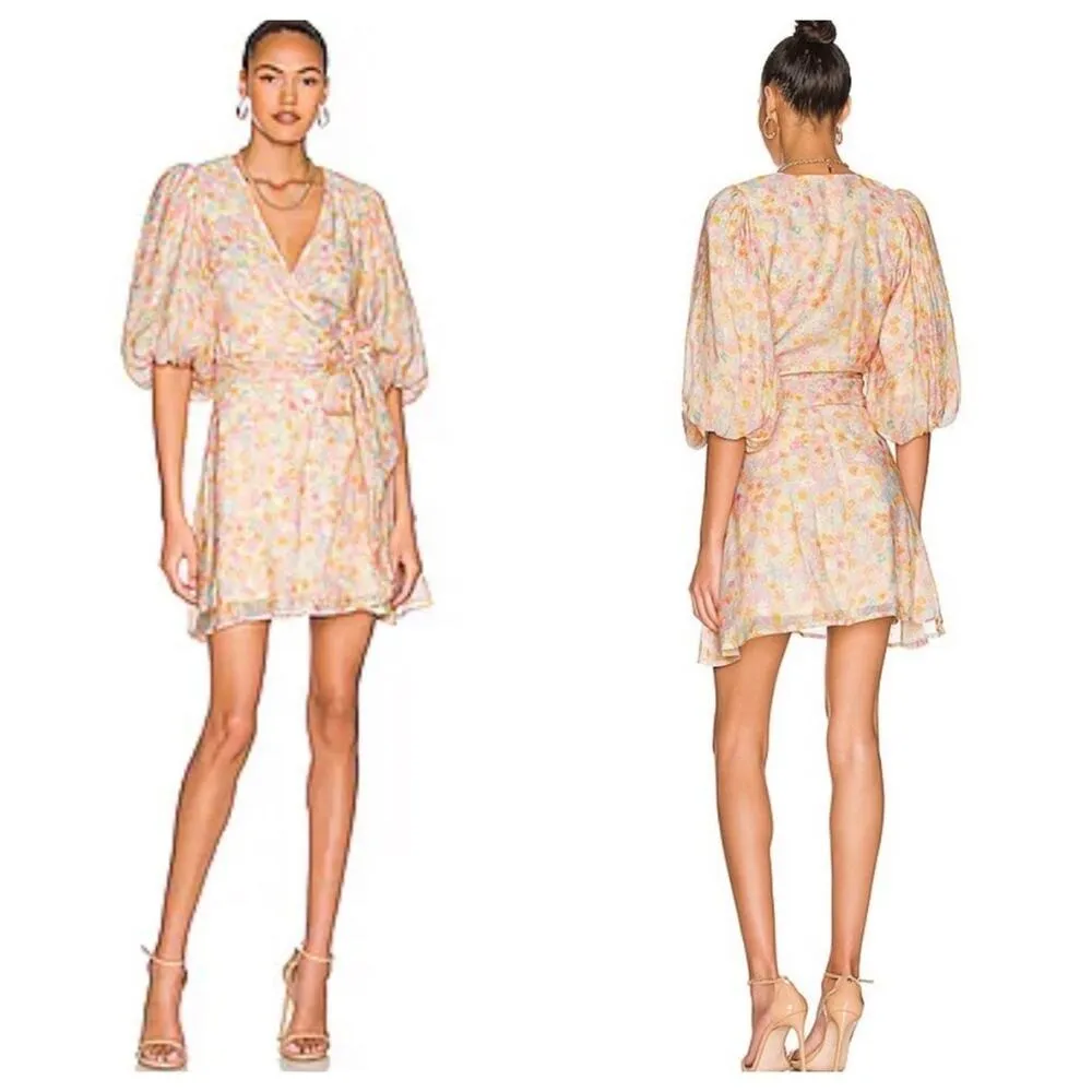 MINKPINK Elvire Floral Romantic Wrap Print Mini Dress Size X-Large - Image 2