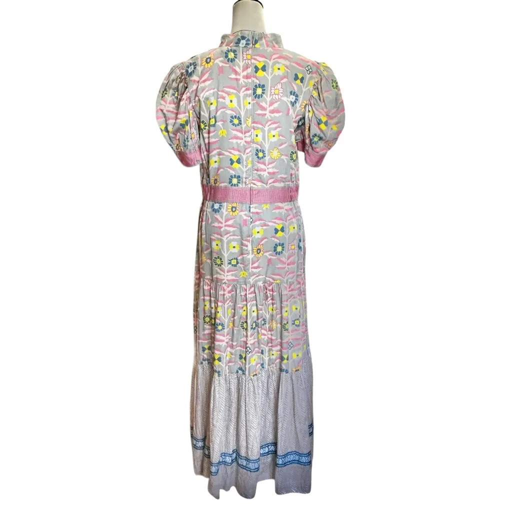 CK Bradley Wildflower Gray Annabelle Maxi Dress L | Puff Sleeve Tiered Cottage Size L - Image 3