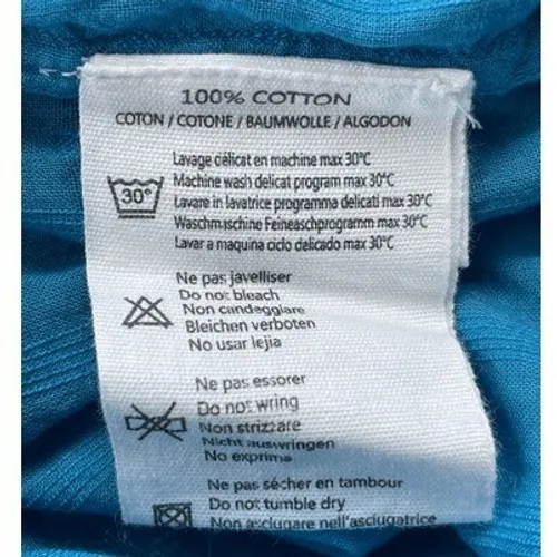 D1 NOTSHY Blue Cotton Tiered Ruffle Dress Textured Short Sleeve Size S - Image 3