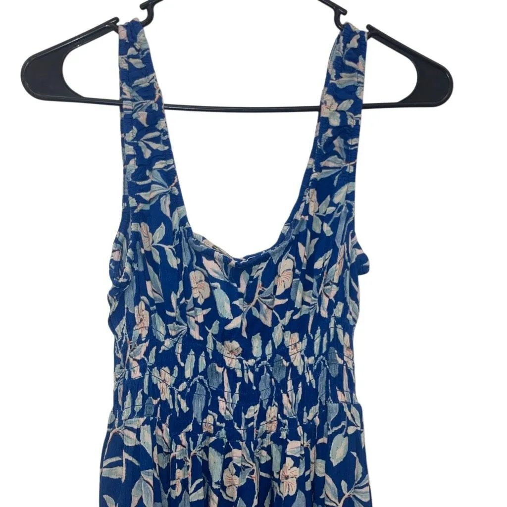 Faherty sunseeker blue ginger midi floral boho coastal cowgirl dress pockets XS - Image 7