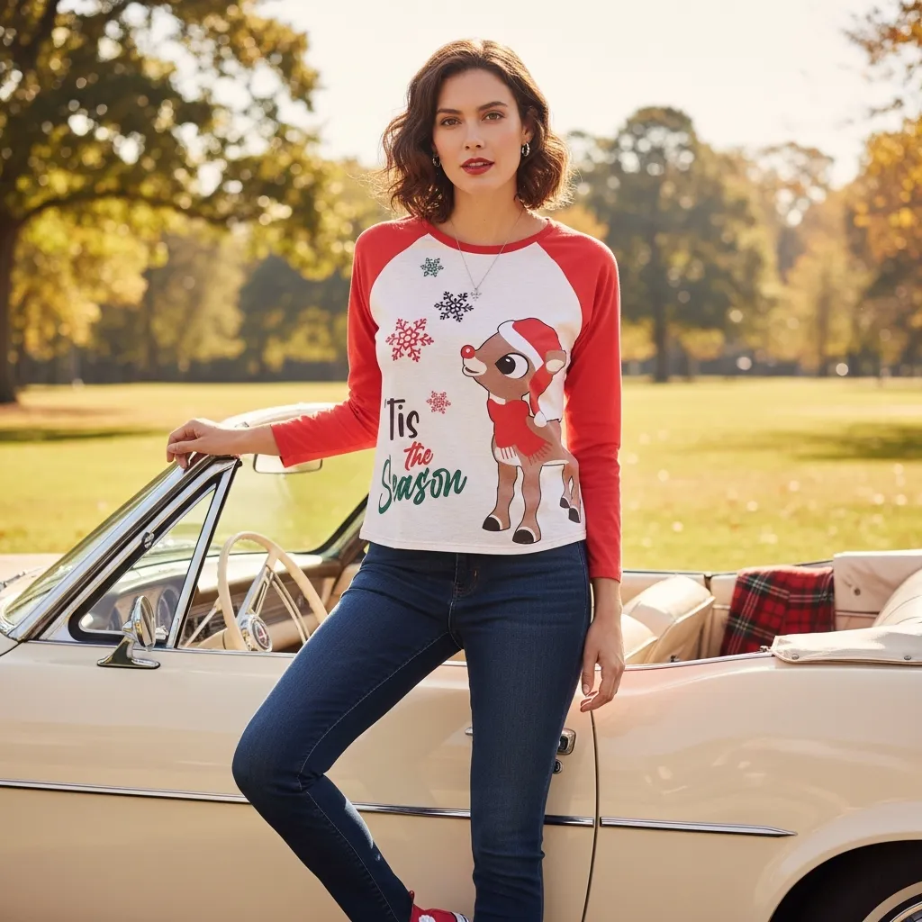 Rudolph The Red Nose Reindeer Holiday Long Sleeve Top Size Large - Image 5