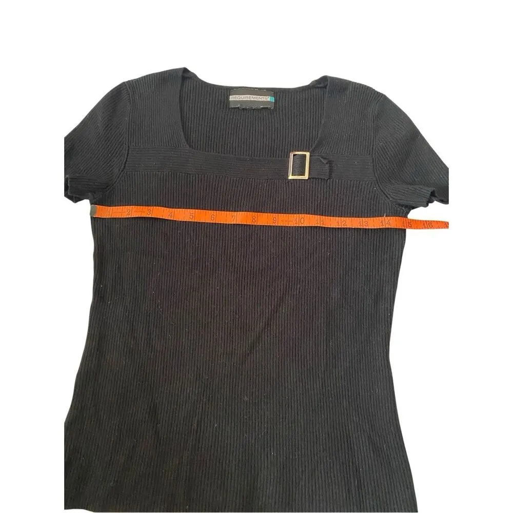 Vintage Requirements Ribbed Knit Sweater T shirt Buckle Office Business Workwear - Image 7