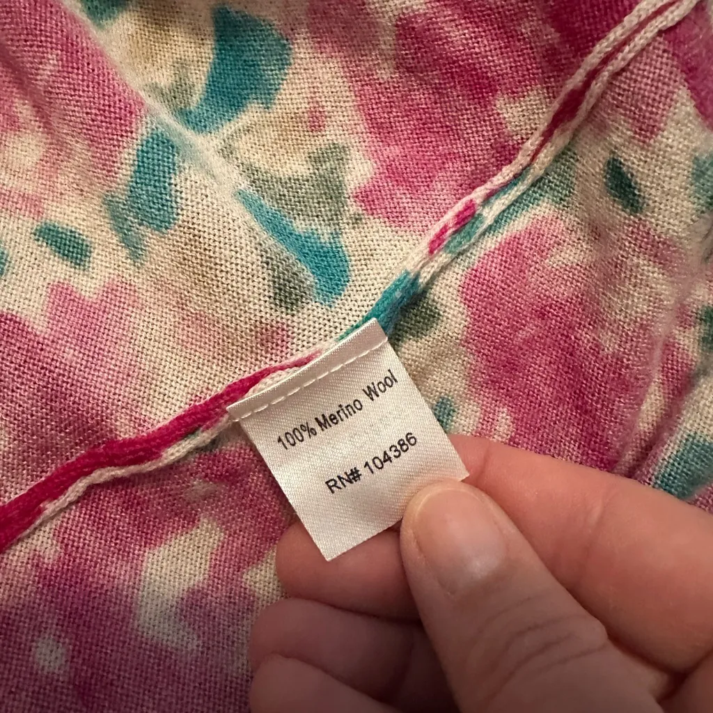 Garnet Hill Tulip Print Merino Wool Cardigan Sweater XL - Image 6