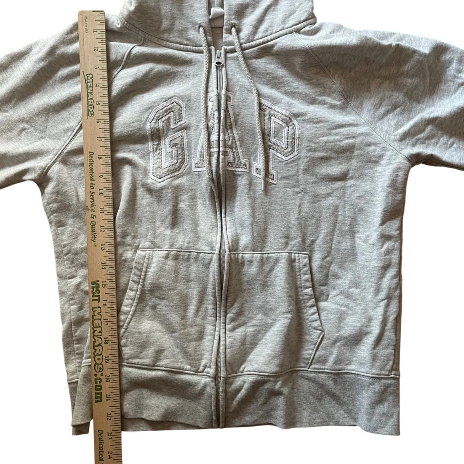 GAP Gray Full Zip Hoodie Sweatshirt Womens Large Collegiate Logo Casual Lounge - Image 6