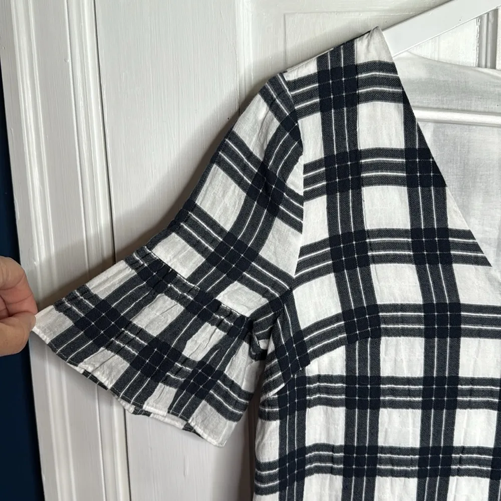 Madewell Bell-sleeve Leighton Plaid Tunic Cotton Dress NEW with tag W1532 Sz 00 - Image 5