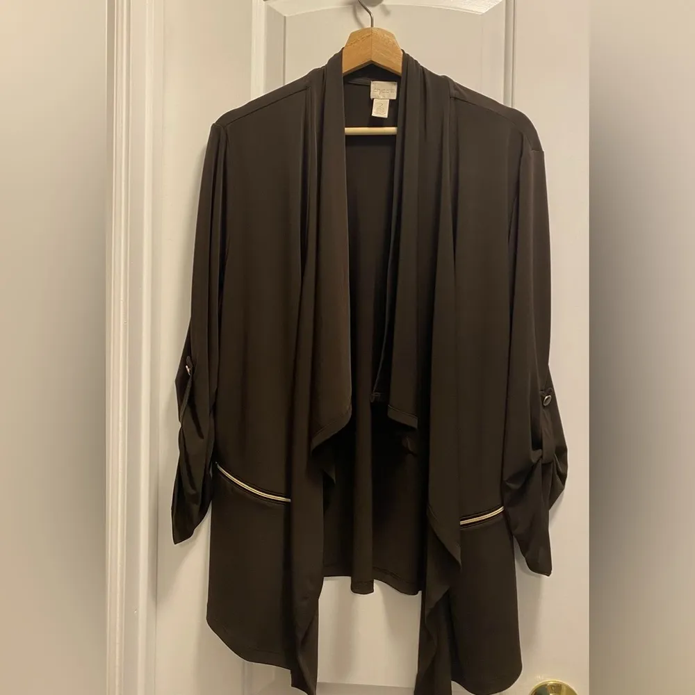 Chico’s Black Draped Cardigan size 2 - Image 2