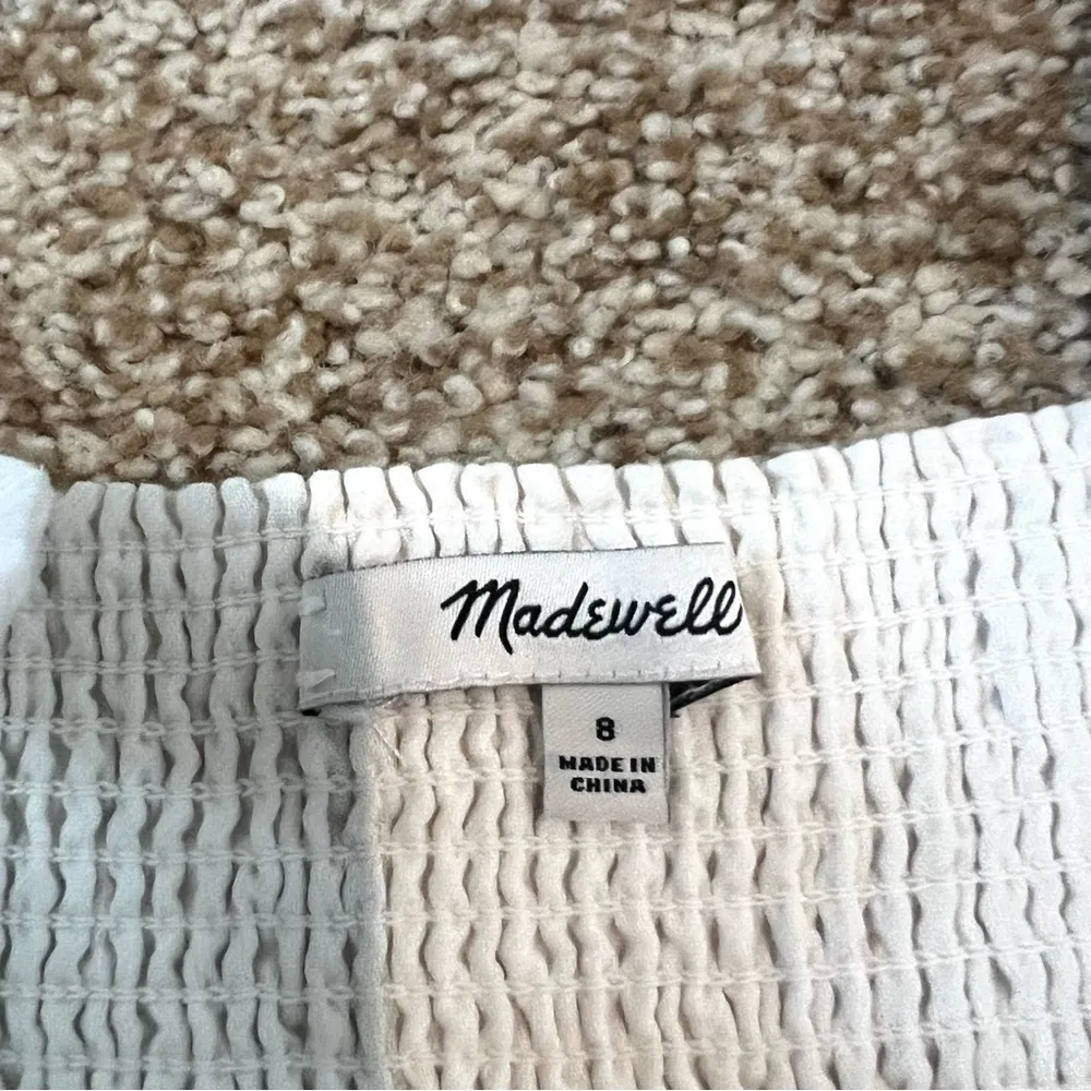 Madewell  Button Front Tank Dress White Linen Blend Size 8 - Image 8