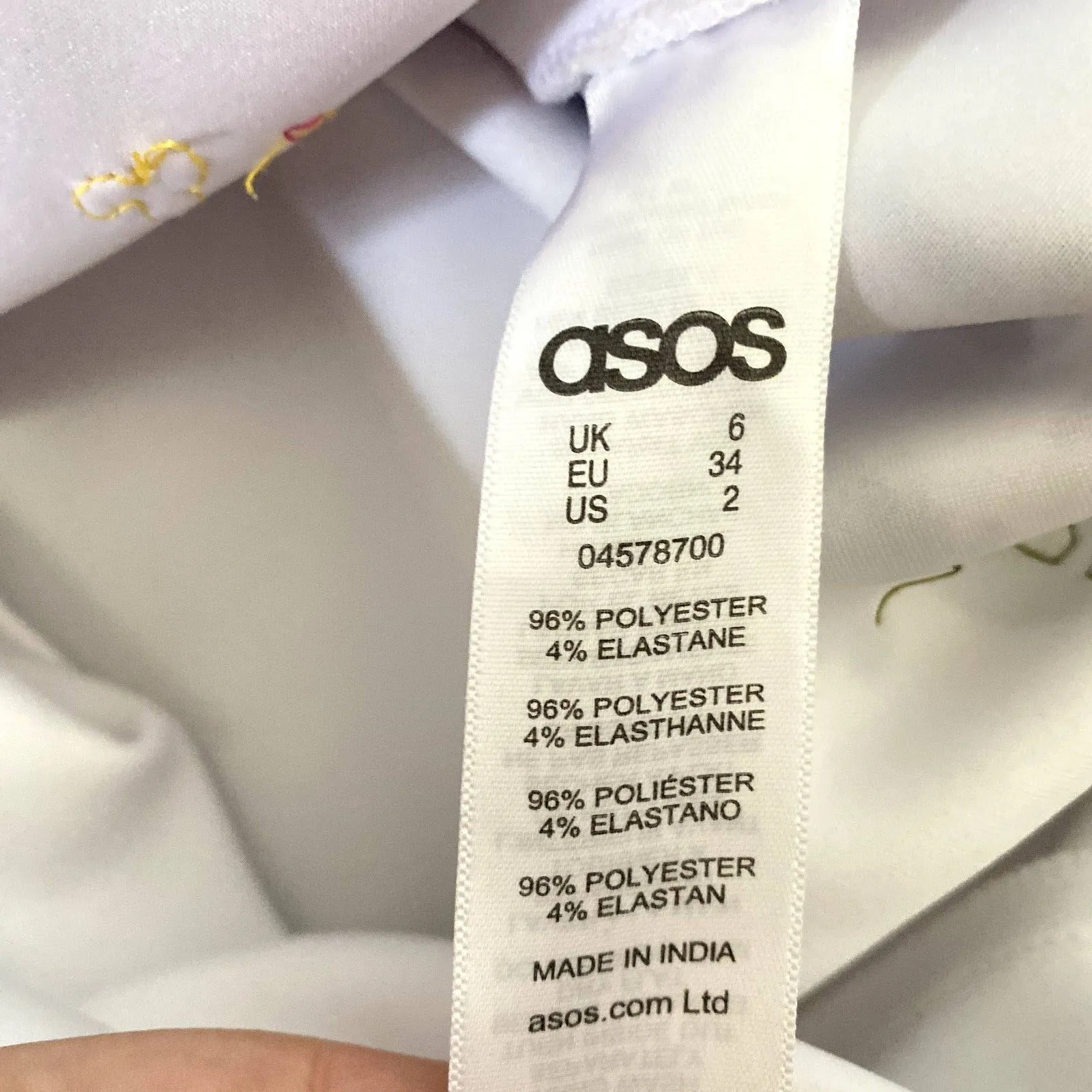 NWT ASOS Scuba Knit Bodycon‎ Dress White Pink Floral Print Beaded US Size 2 - Image 7