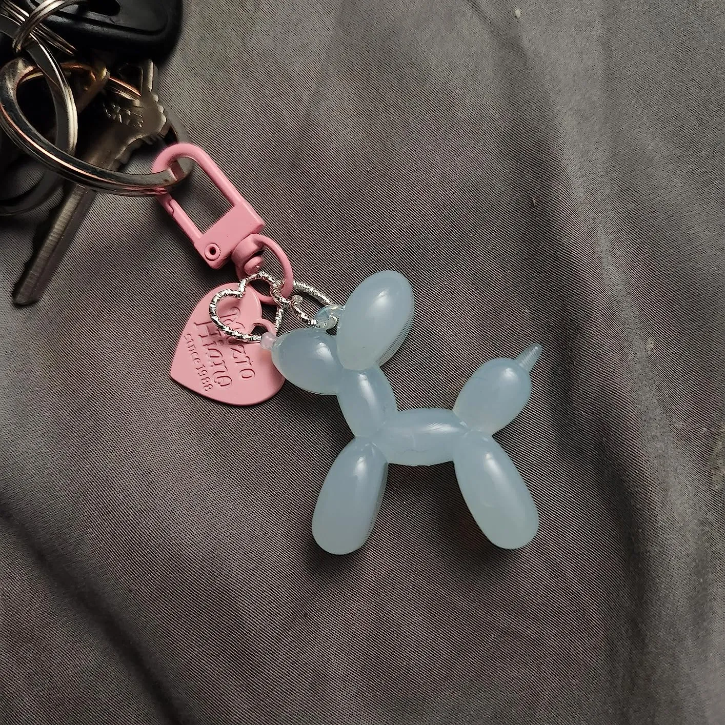 Jelly Balloon Dog Design Cute Girls Key Chain, Bag Charms Accessories for Women Pink - Image 2