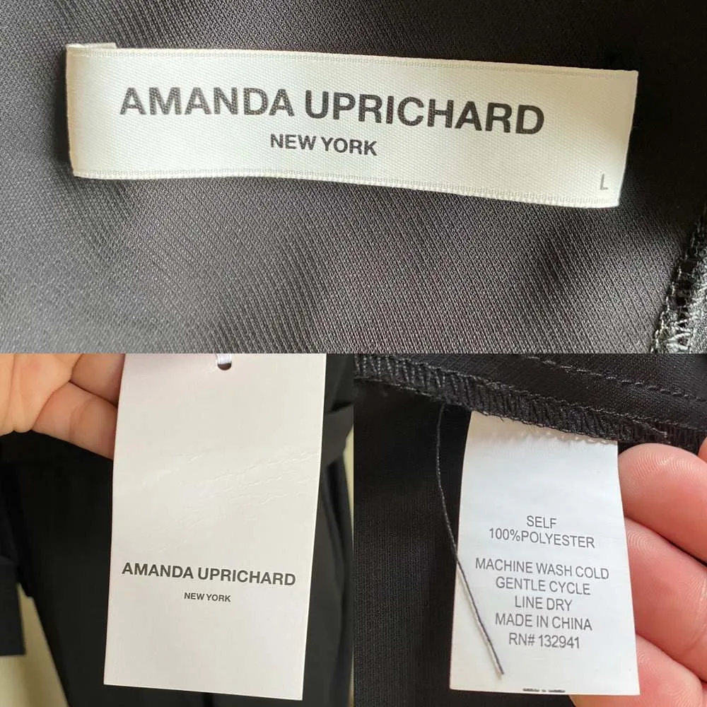 AMANDA UPRICHARD Graciela Midi Dress Black Belt Cap Ruffle Sleeves NWT Large - Image 8