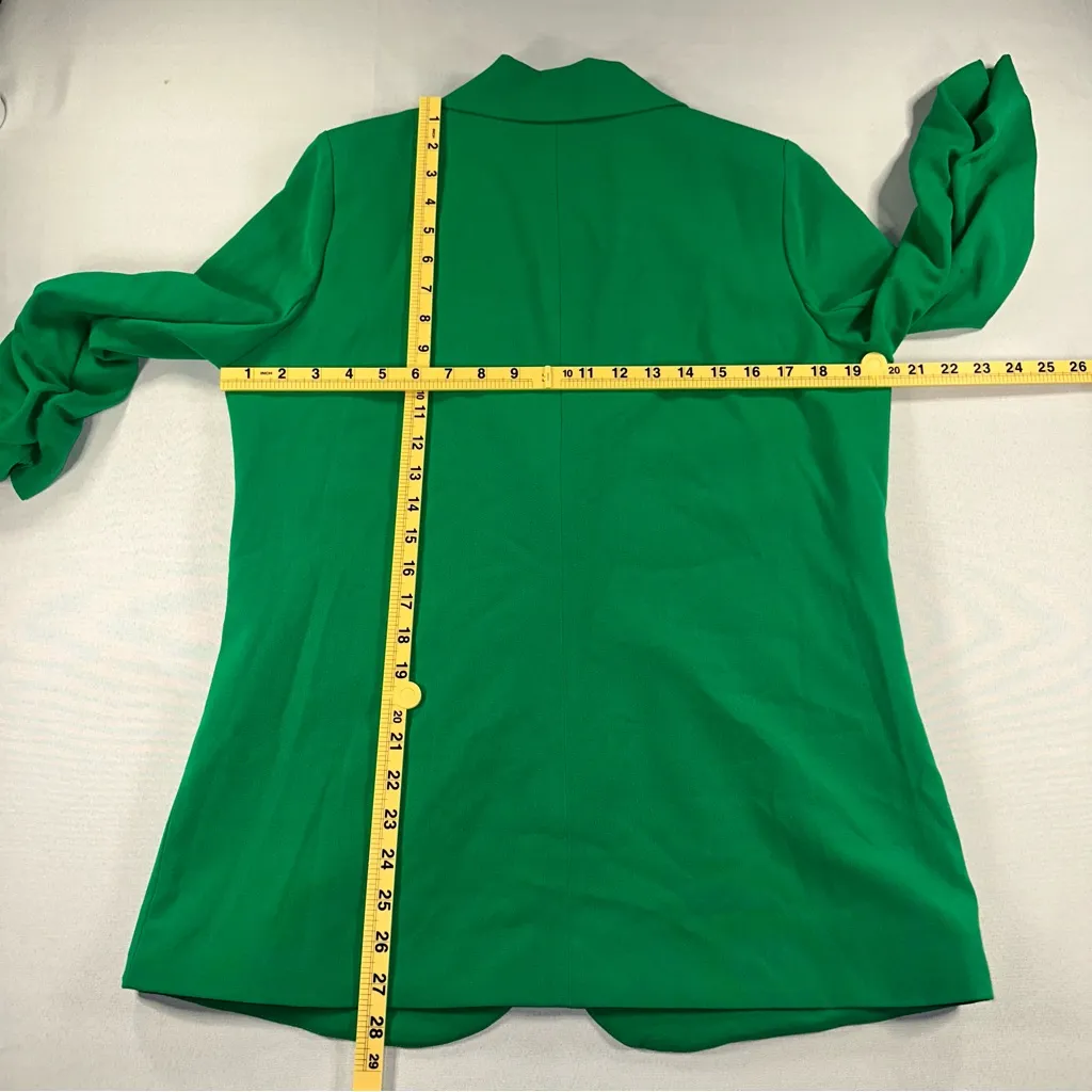 Takara - 3/4 Sleeve Ruched Blazer Jacket Open Front Bright Green Medium Work - Image 12
