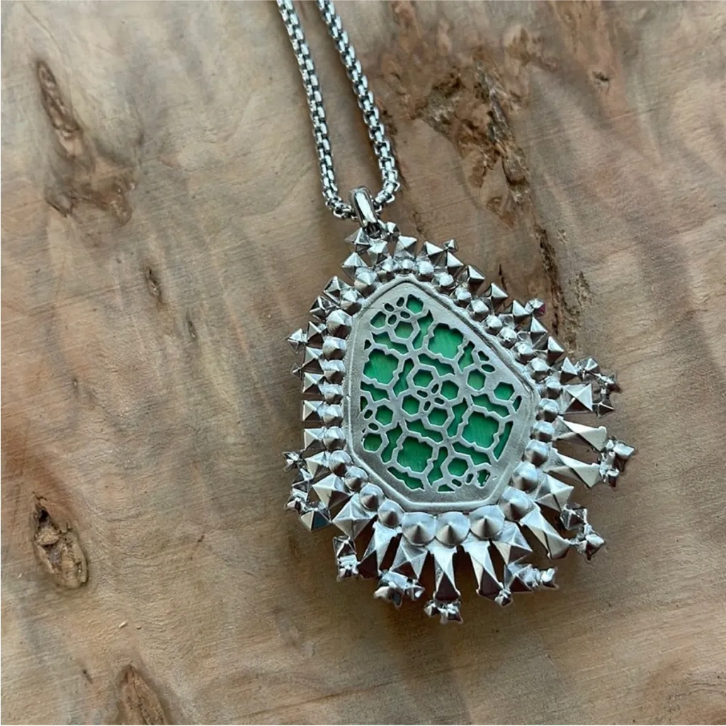 Kendra Scott Daenerys Long Pendant Necklace Rhod Gray Dichroic Glass - Image 10