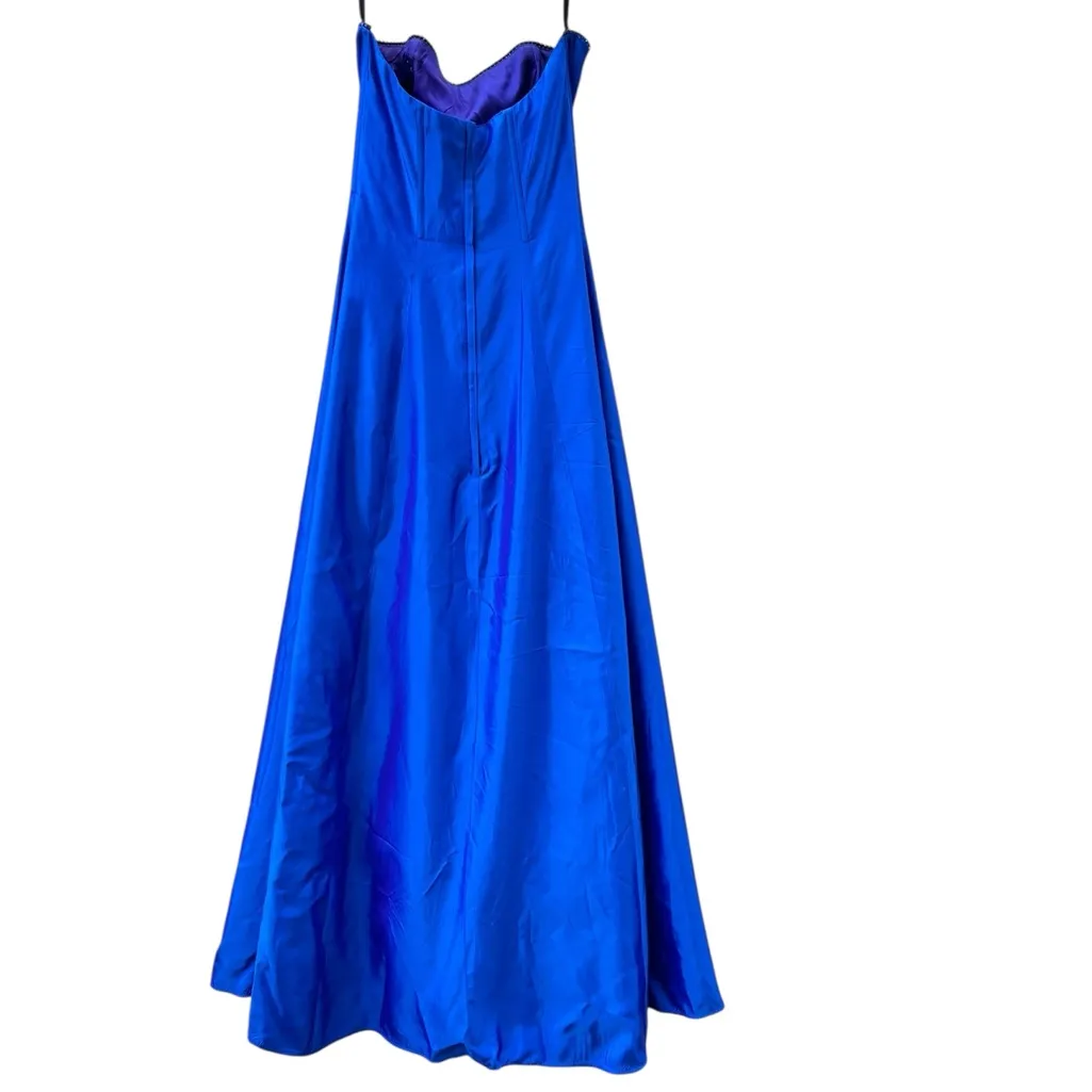 Gunne Sax‎ Jessica McClintock Blue Strapless Prom Gown Vintage Y2k Formal Dress - Image 4