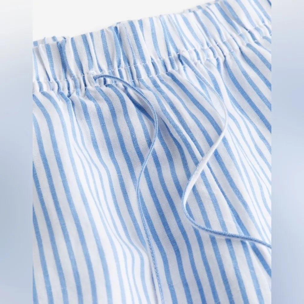 H&M linen-blend pull on pants blue and white! - Image 5