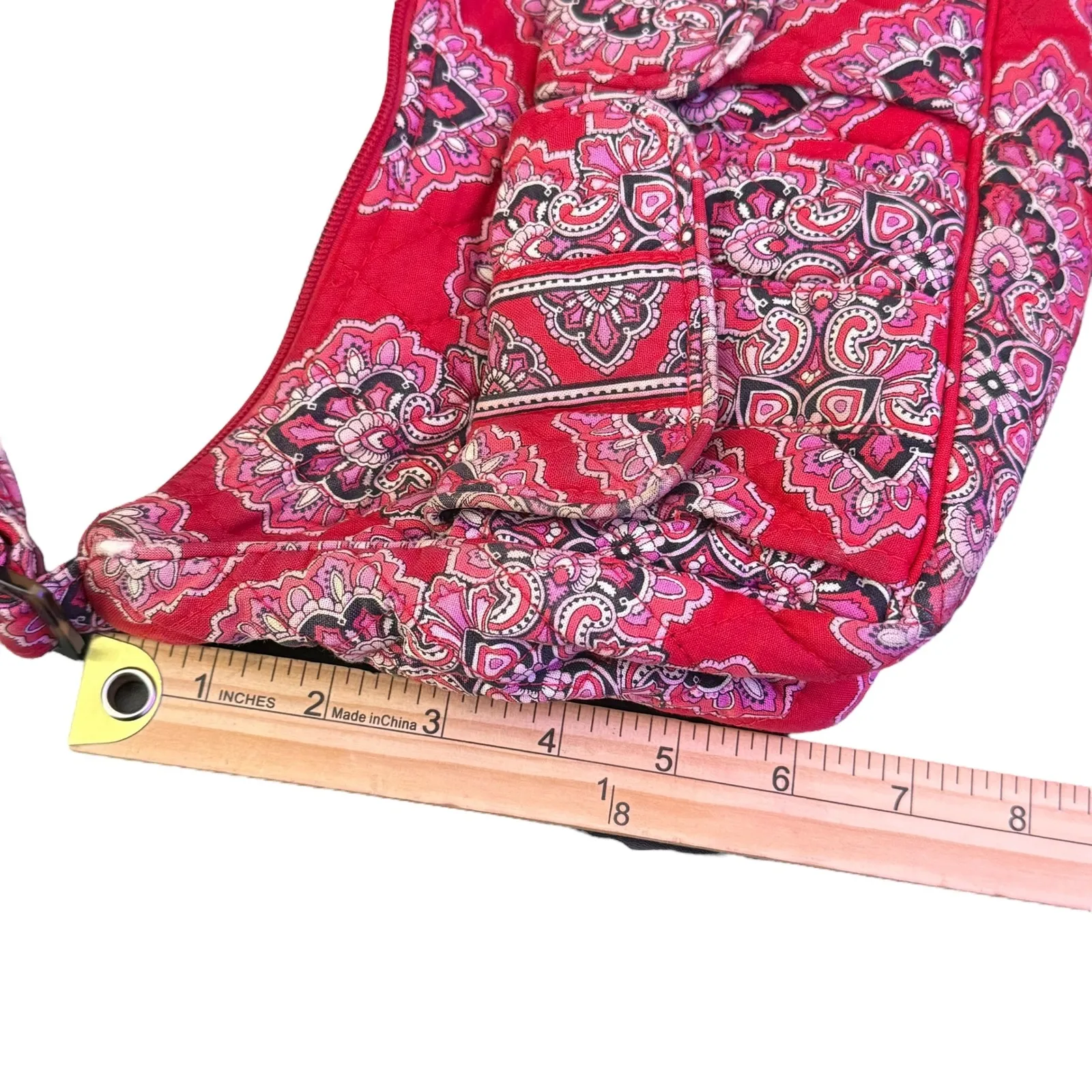 Vera Bradley‎ Frankly Scarlet On The Go Crossbody Bag Red Paisley BOHO Hippie - Image 12