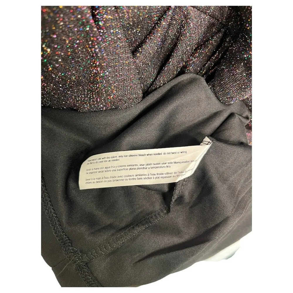 Eloquii Dress Womens 20 Dolman Sleeves Tulip Hem Lurex Metallic Sparkly Black - Image 8