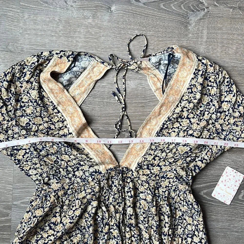 Free People NEW  Once Upon a Summertime Romper In Blue Combo - Image 12