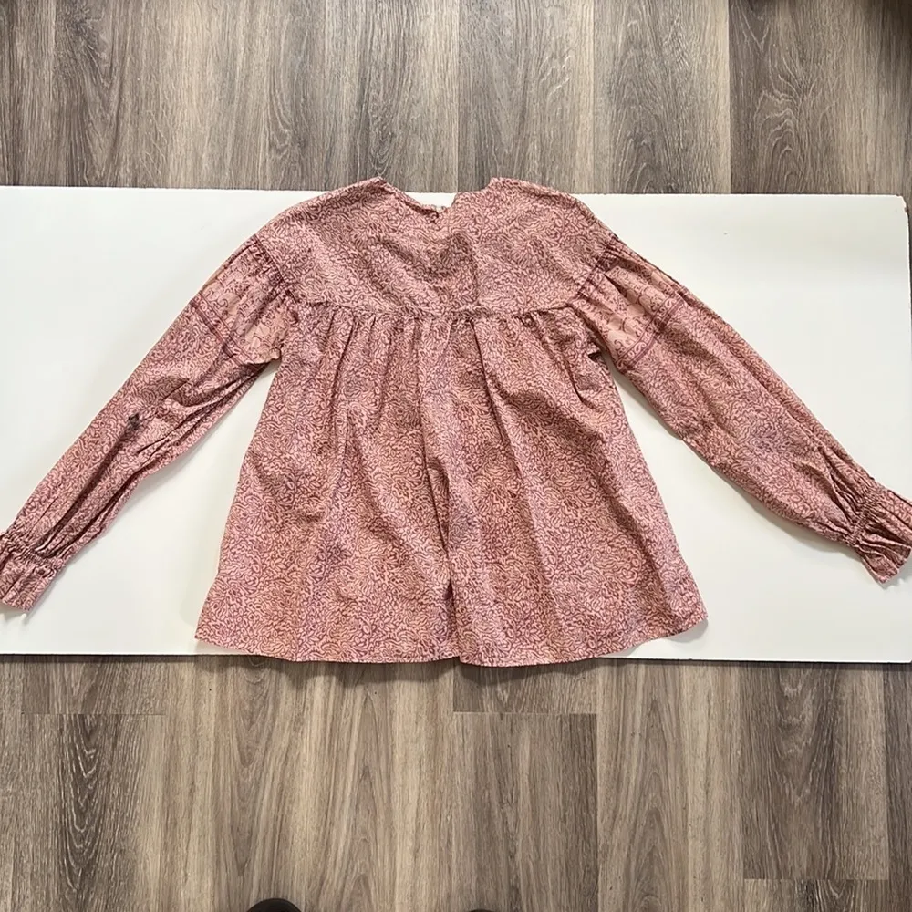 Uniqlo X Anna Sui Women’s Floral Cotton Peasant Blouse Casual Top Size Small - Image 3