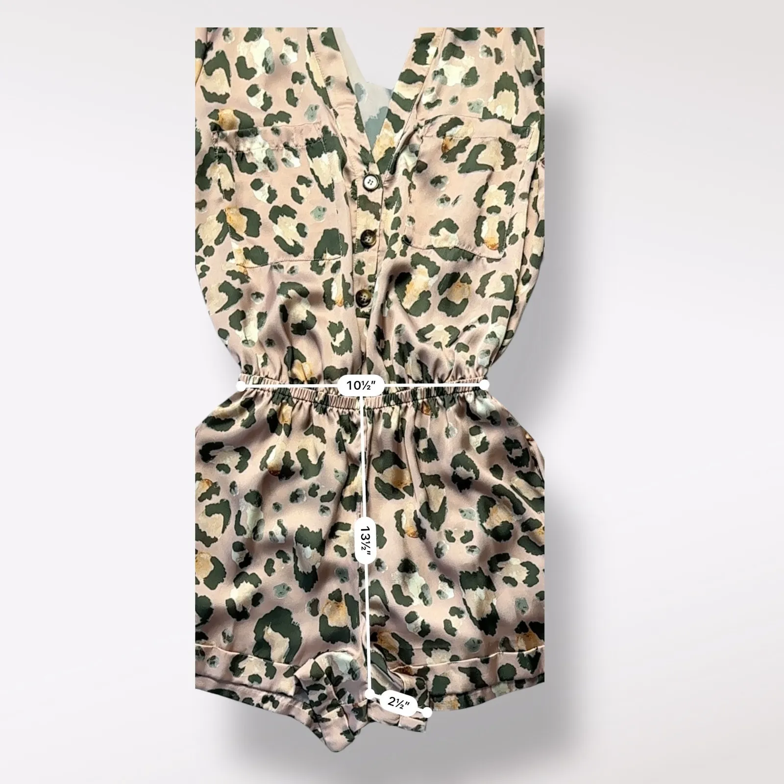 Show Me Your Mumu Blush Pink Cheetah Print Walker Romper Size S Satin‎ Boho NWOT - Image 5