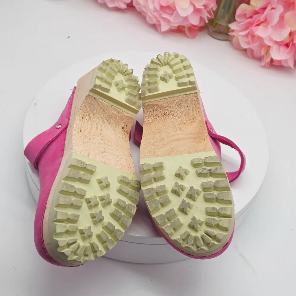 Lotta From Stockholm Classic Swedish Clogs Pink Oiled Nubuck Leather sz 7 - Image 16