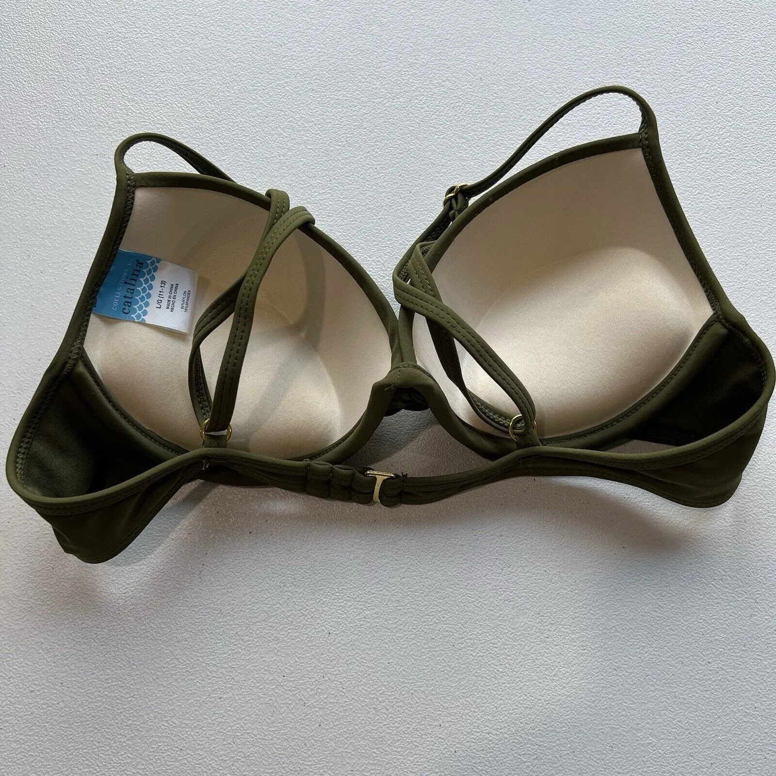 Catalina Swimwear Bikini Top Bra Size Large‎ 11/13 Olive Green Cushioned - Image 2