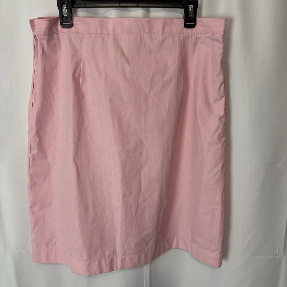 LANDS END Women’s Seer sucker Pink & White Striped Skirt Size 12 Knee Length - Image 4