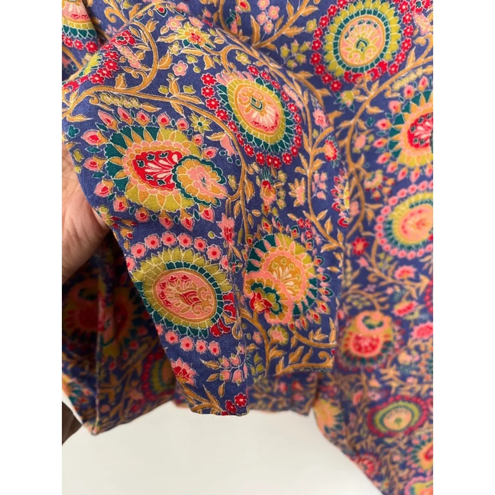 Vintage made in USA Express paisley floral boho Rayon elastic pants size Med - Image 7