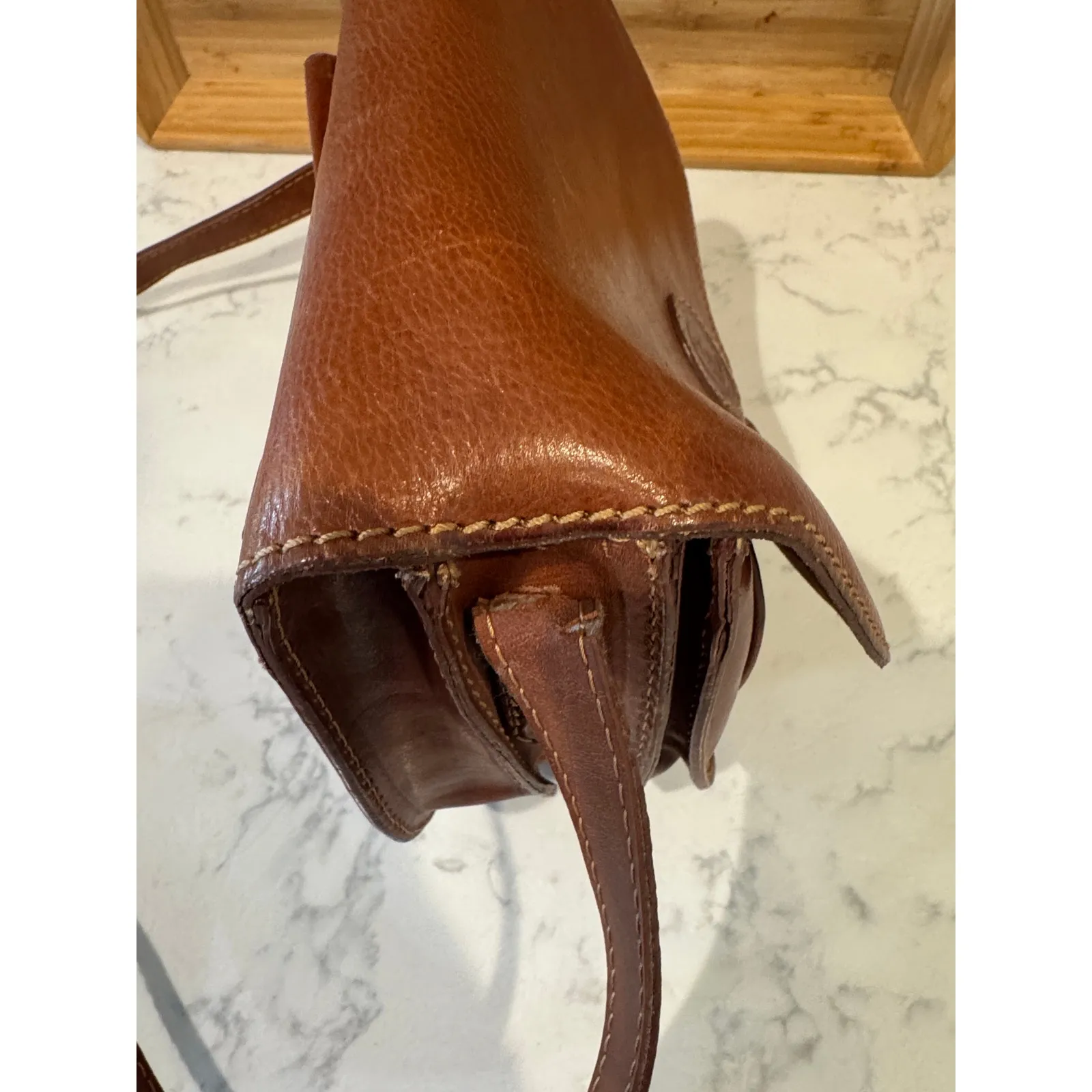 Vintage CaGi pelletterie brown leather crossbody bag classic chic neutral brown - Image 8