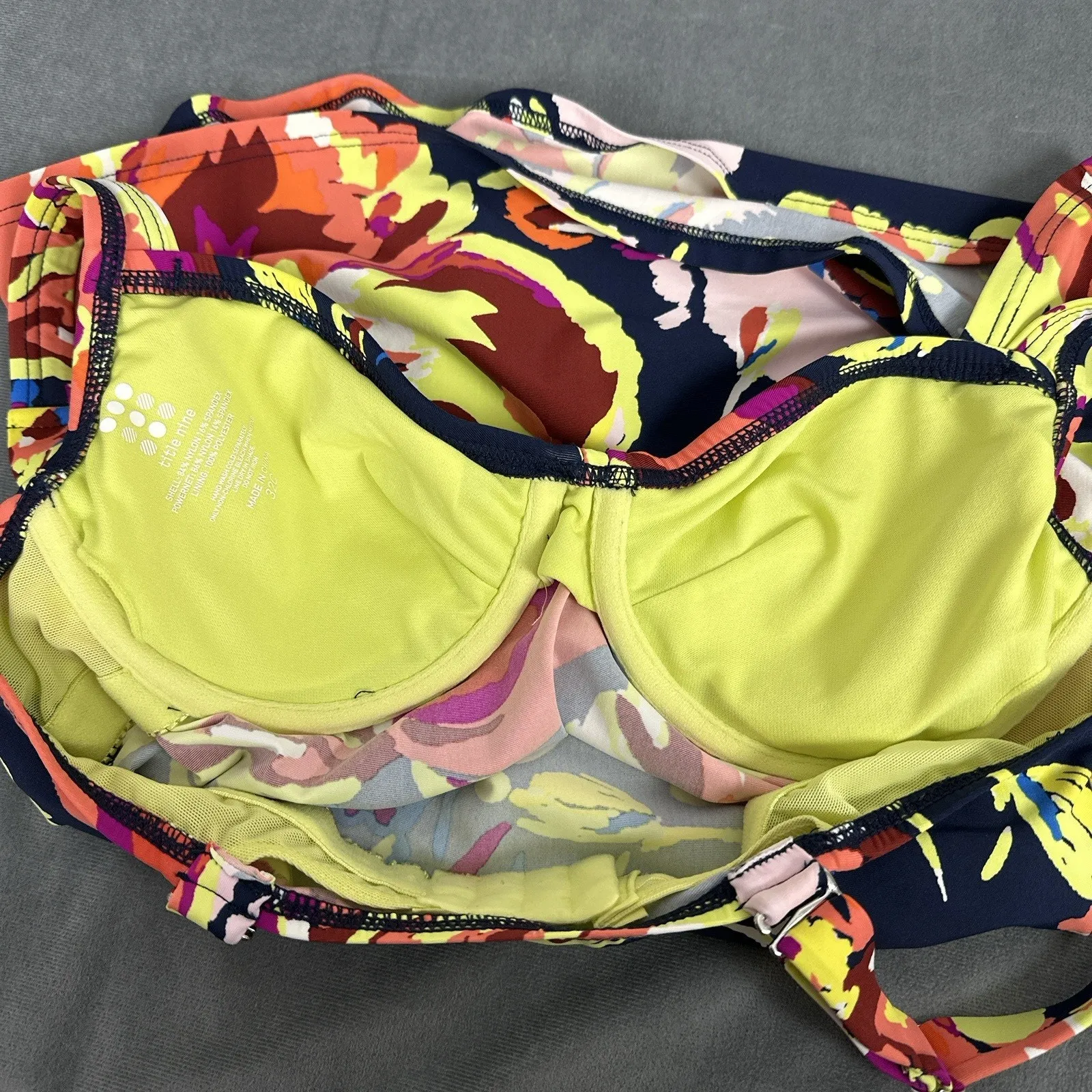 Title Nine Tankini Swim Top 32C Hidden Bra Sized Floral Print Underwire Lined - Image 7